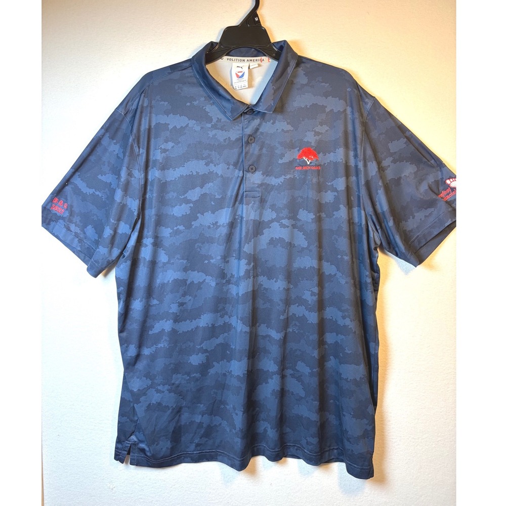Puma Golf Polo Mens XL Navy Blue Camo Volition America Golden Oaks Excellent